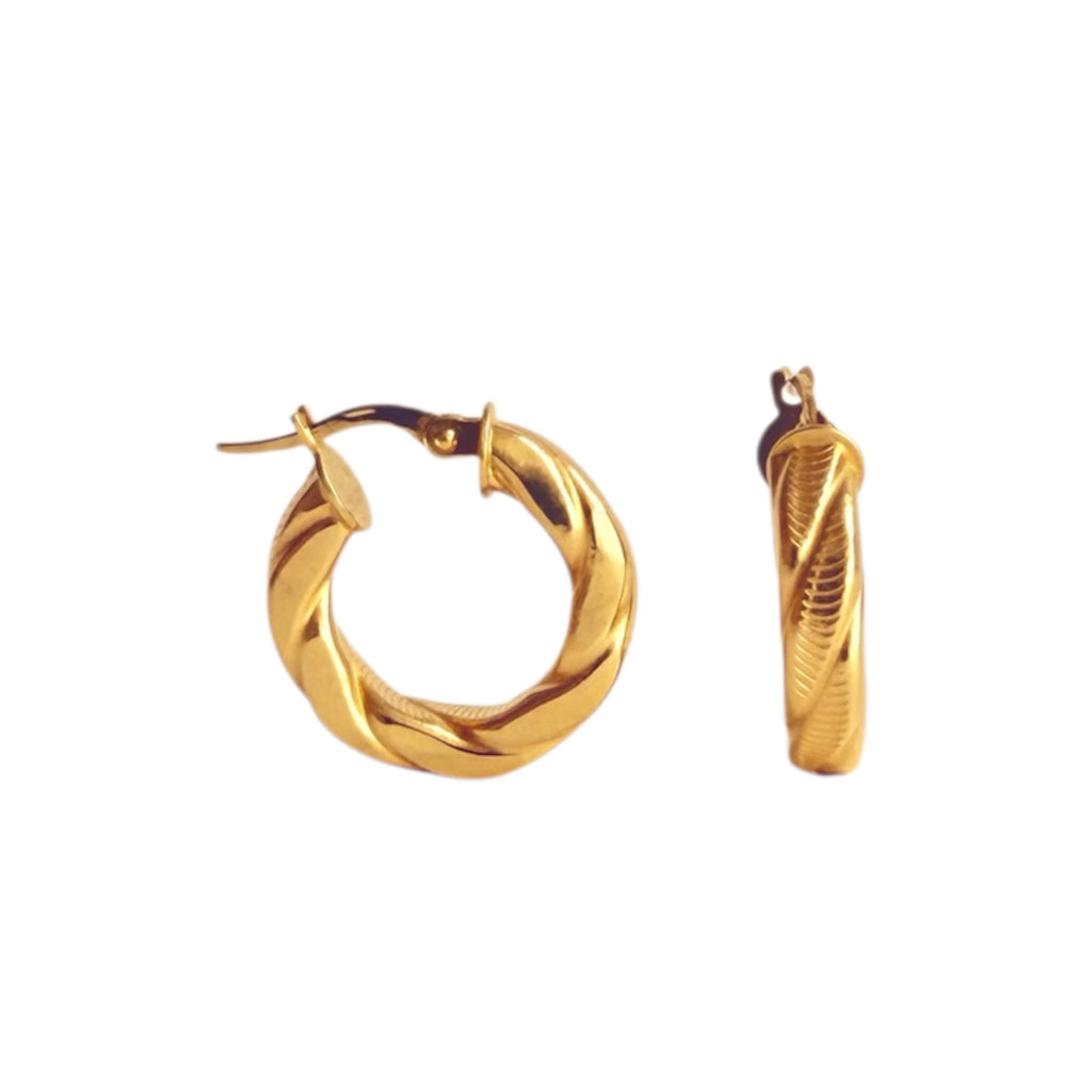 SENOE Twisted Hoop Earrings — 14K Yellow Gold