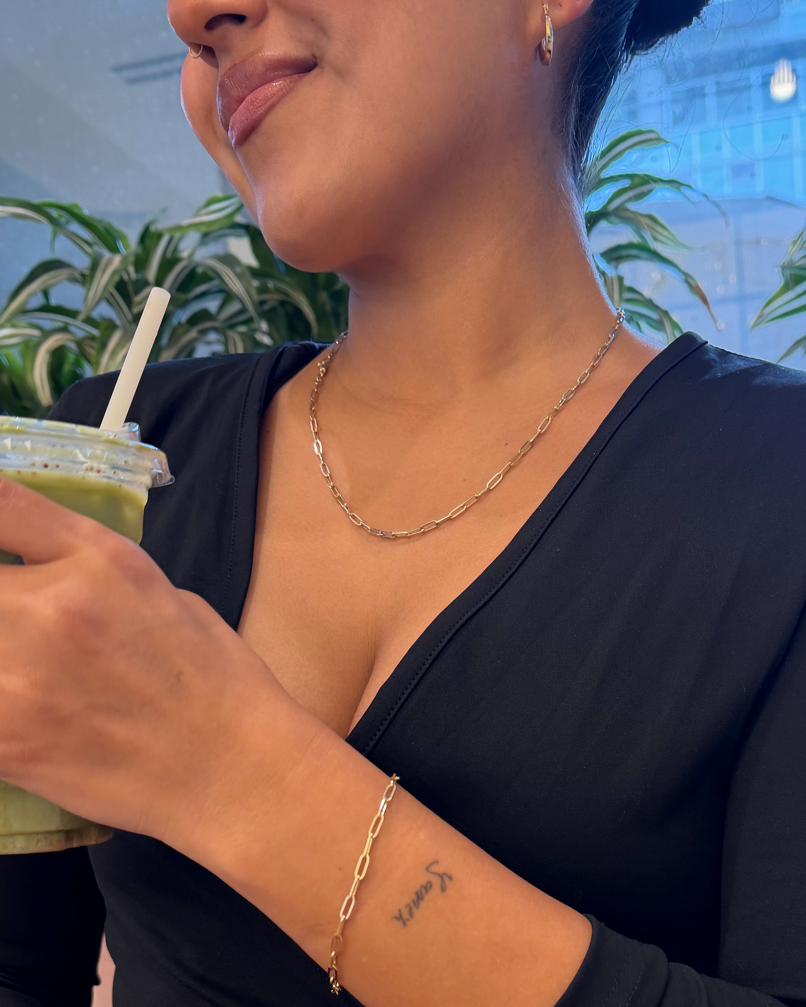 SENOE Paperclip Chain Bracelet — 10K Gold Minimal Everyday