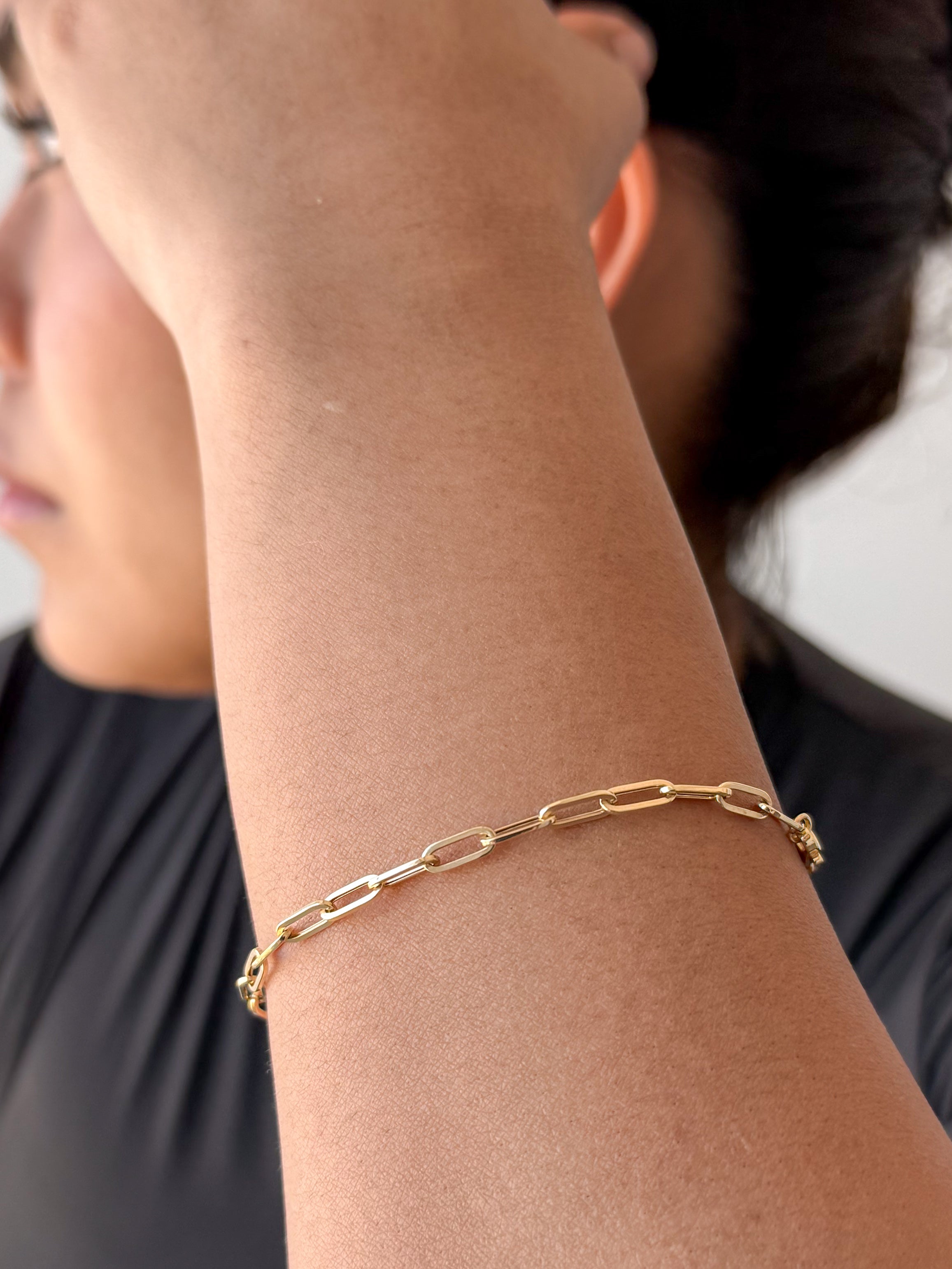SENOE Paperclip Chain Bracelet — 10K Gold Minimal Everyday