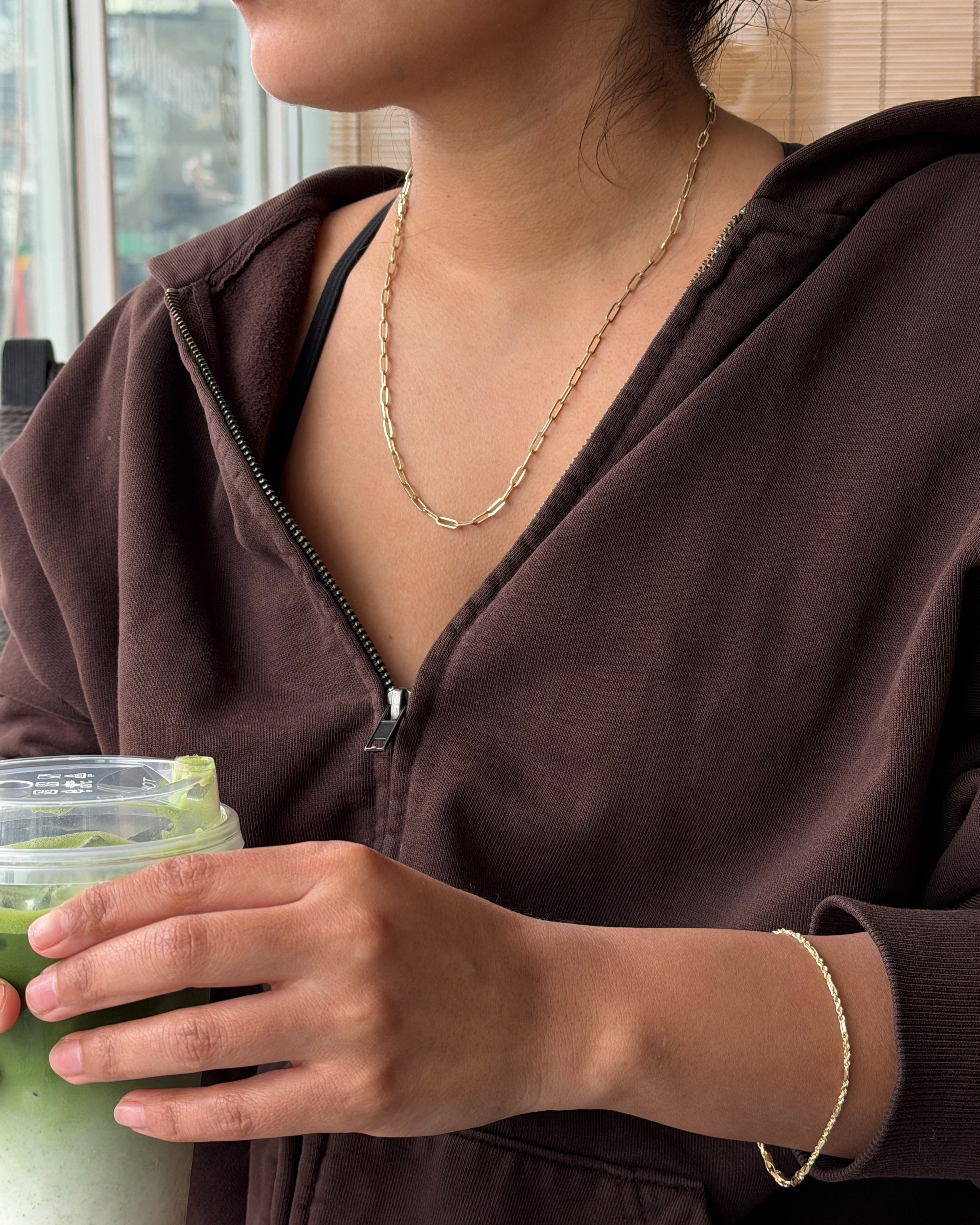 SENOE Paperclip Chain Necklace — 10K Gold Minimal Everyday