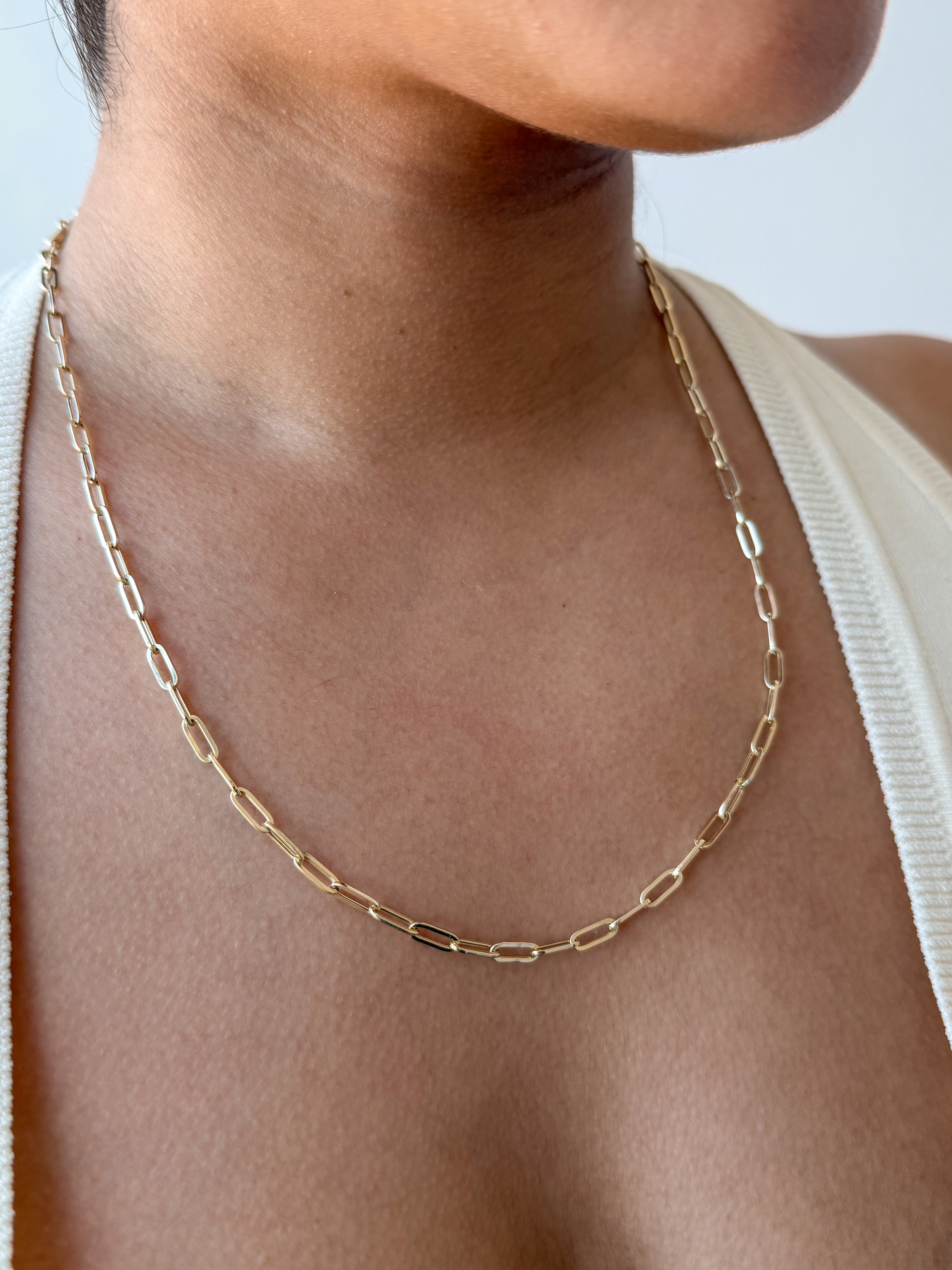 SENOE Paperclip Chain Necklace — 10K Gold Minimal Everyday