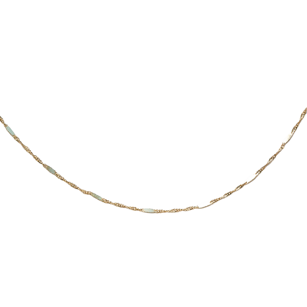 senoe 10k yellow gold singapore chain necklace on a white background 