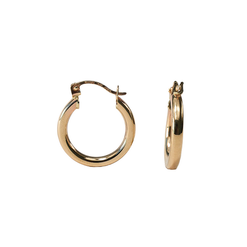 senoe classic hoop earrings in 10k yellow gold on a white background 