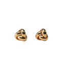 senoe gold knot stud earrings in 14k yellow gold on a white background